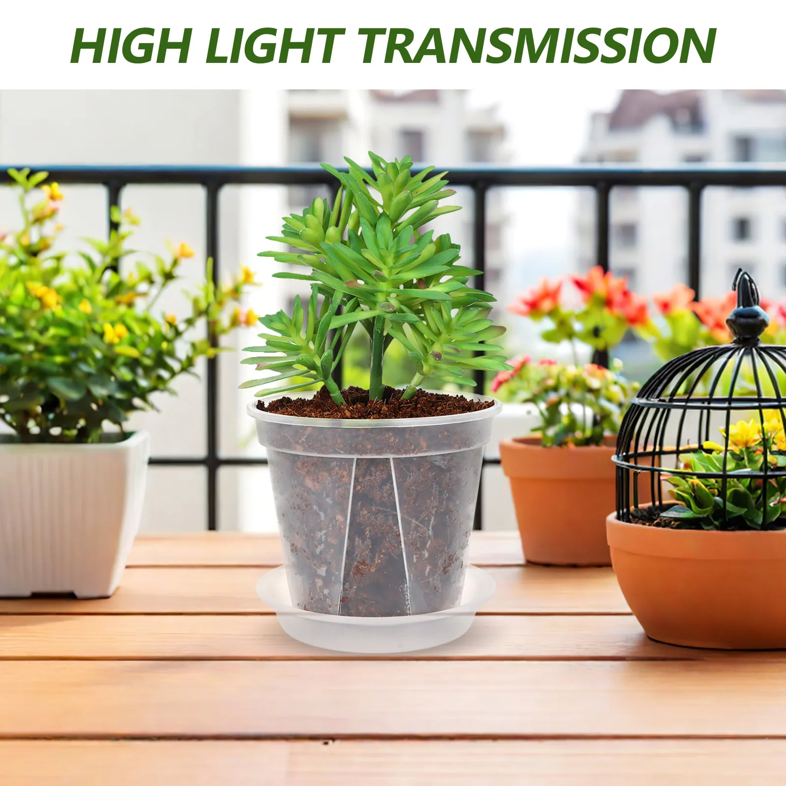 8Pcs Thickened Clear Plastic Flower Pots Root Pruning Design for Butterfly Orchids Green Plants Balcony Garden Reusable