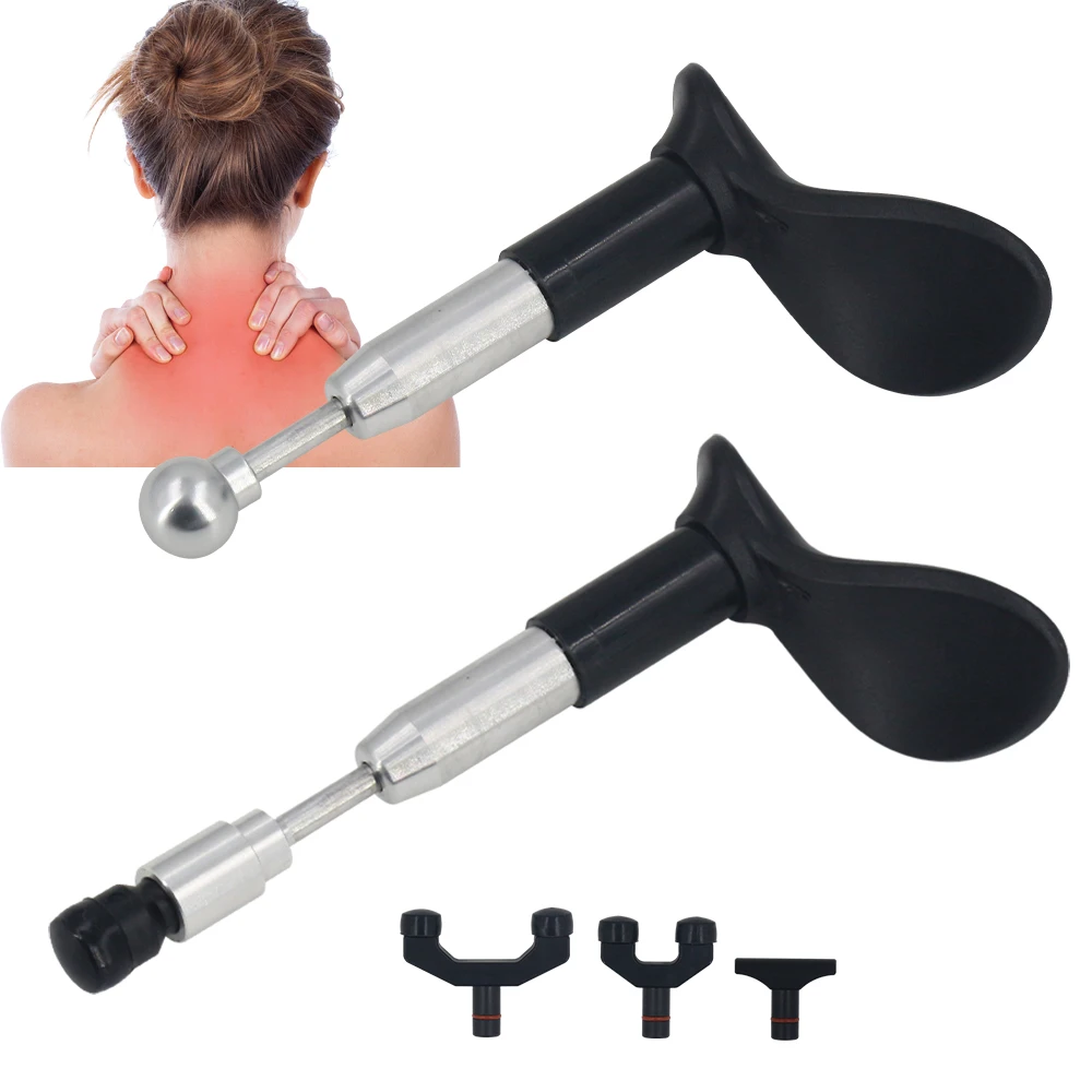 Trigger Point Stick Tools Pressure Massager Multifunction Manual Full Body Deep Tissue Massage Gun with 4 Replacement Heads