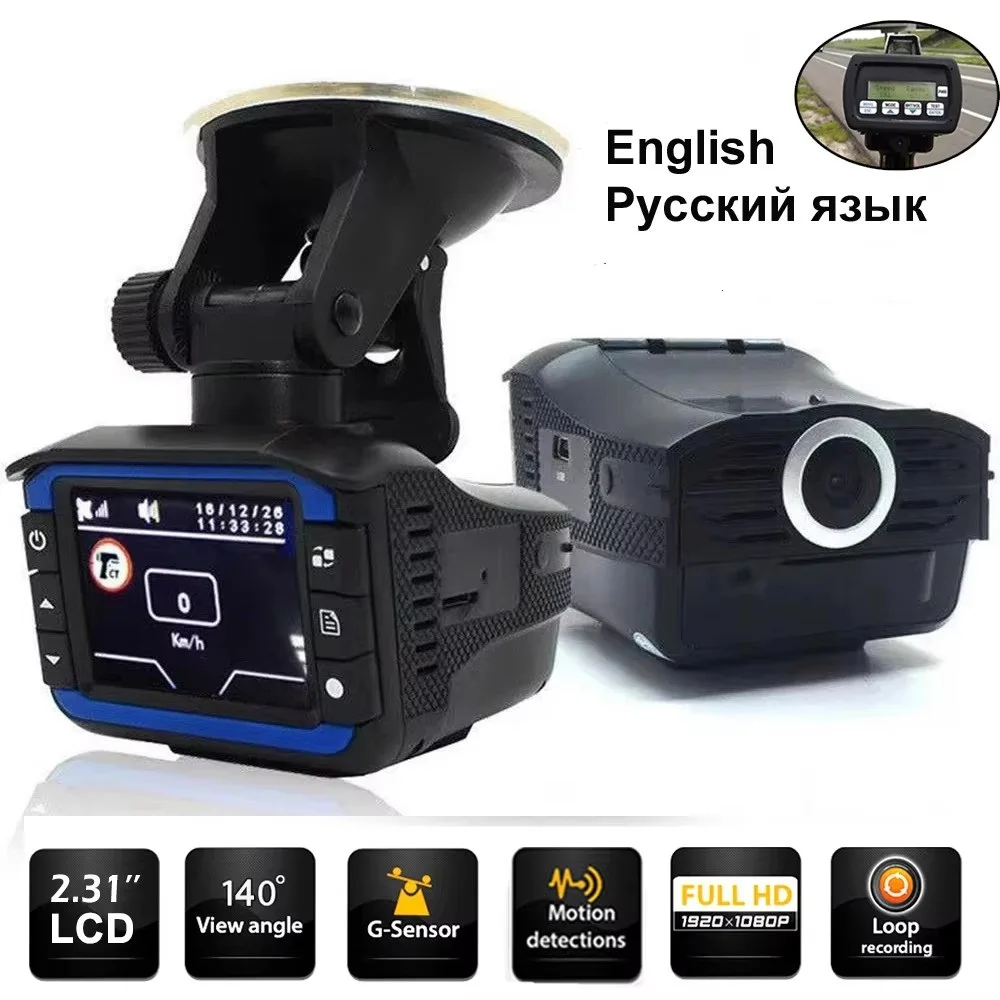 Car DVR Recorder 2 in1 Car Rad Detector VGR-3 Plush Dash Cam video Recorder G-sensor Registrator K X Xu English or Russian Voice