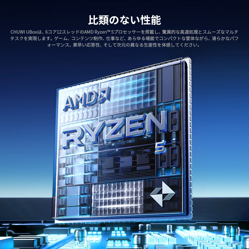 CHUWI UBox كمبيوتر صغير AMD Ryzen R5-7430U 6 النوى 12 خيط 16 جيجابايت DDR4 512 جيجابايت SSD ويندوز 11 واي فاي 6 BT 5.2 كمبيوتر مكتبي