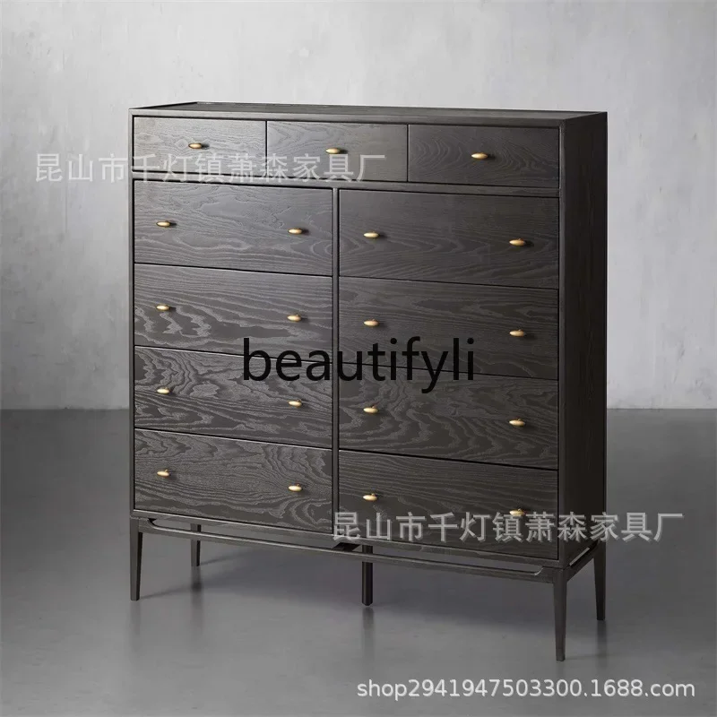 

Asmt52 Nordic Modern Household Solid Wood Drawer Chest Vintage Oak Entryway Cabinet Living Room Decorative Cabinet