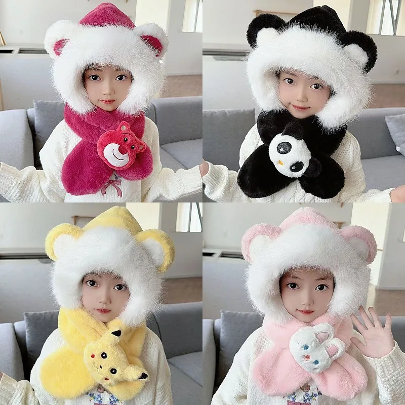 

Cartoon Shaped Ear Protection Hats Boys Girls Kid Winter New Styles children's Hats Scarves Gloves one-piece Hats Chapeau 4m832