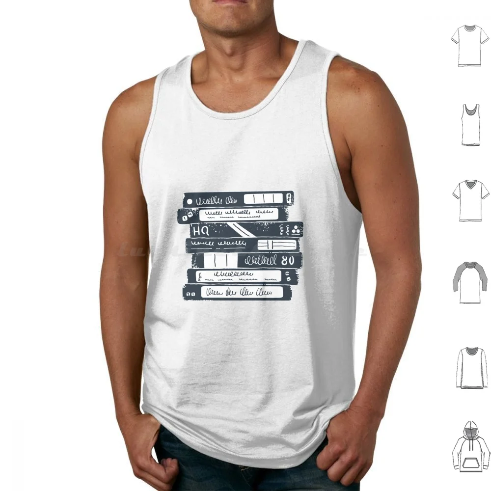 Pila de viejos cintas Vhs camisetas sin mangas chaleco sin mangas Vhs Tape Videocassette Vcr Vintage Video Cassette antiguo Retro
