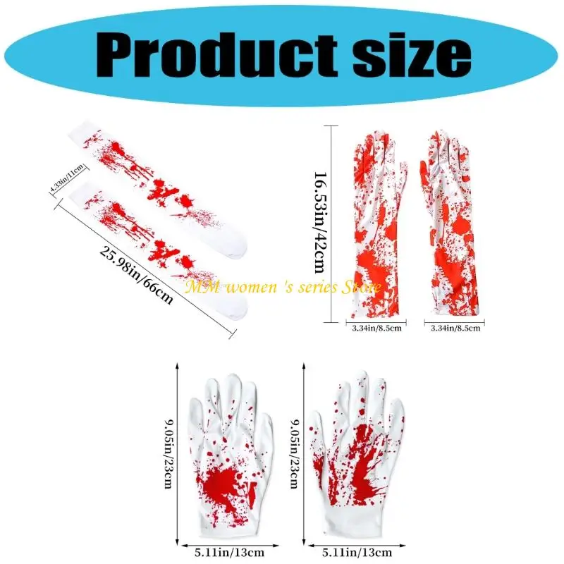 Q39C Orribili calze insanguinate Guanti schizzati sangue Calze alte calze Costume Halloween Accessorio cosplay per donna