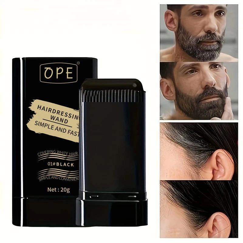 OPE 20g Gray Hair Concealer Stick, Waterproof Sweatproof Temporary Hair Color, Natural Black Quick Touch Up for Men & Women Dail