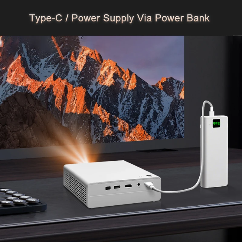 Jenovox M5000 ミニ DLP ポータブル プロジェクター Android 13 Wifi スマート 4K ビデオ サポート HDR ホームシアター バッテリー付き キャンプ ビジネス用