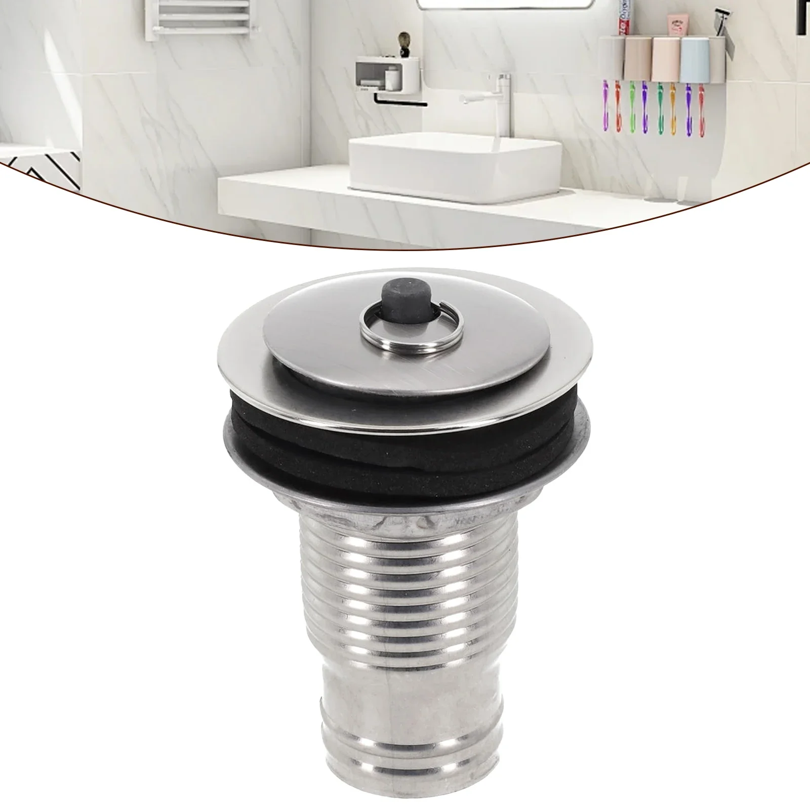 Drain Plug Drain Filter Waste Stopper 60mm Drain Button Easy To Install Sink Plug Stainless Steel High Qyality