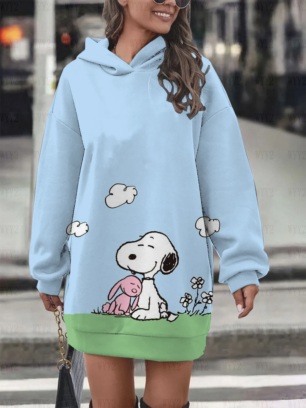 Long Sleeve Hoodies Snoopy Print Birthday Party Women's Elegant Dress 2024 New Fashion Trend Autumn and Winter Hoodies