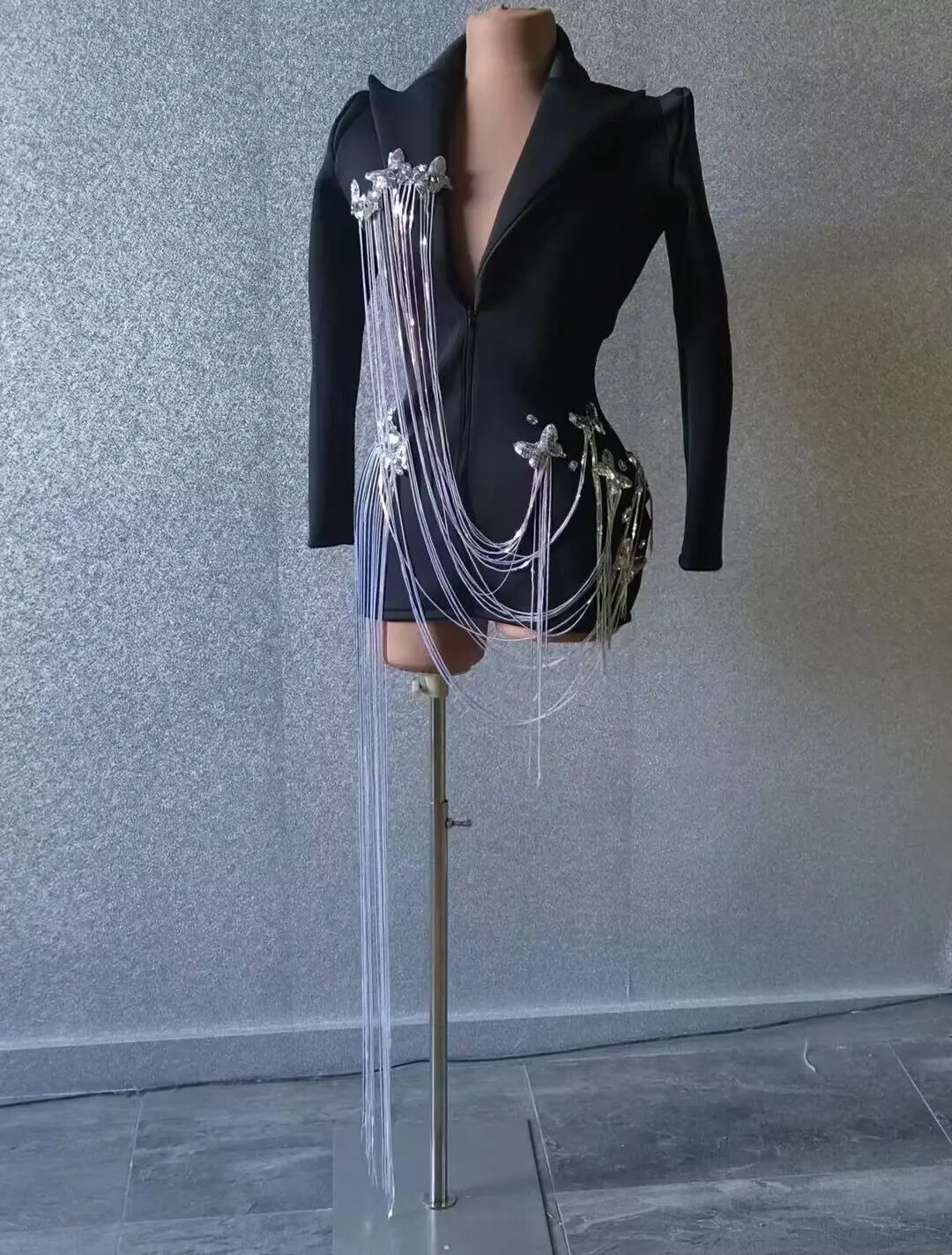 Tabitha Dress Diamonds Black Suit Jacket Singer Stage Show Performance Costume