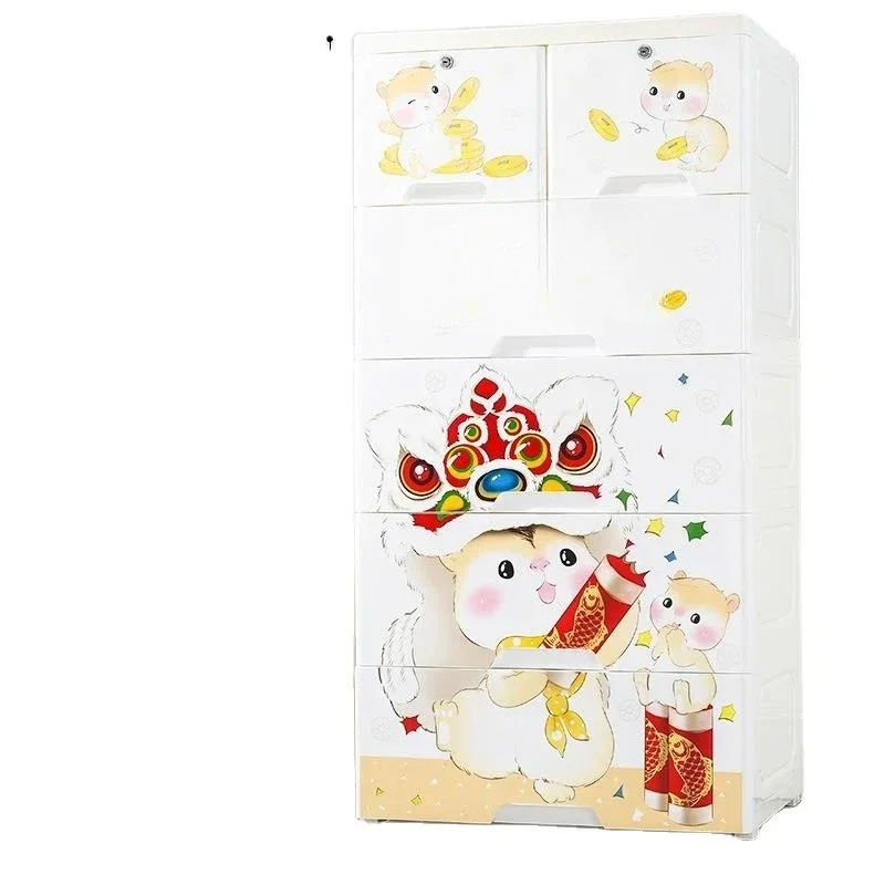 

Baby storage drawer wardrobe 5th floor children's cabinet storage device family bedroom PP cartoon children's girl storage
