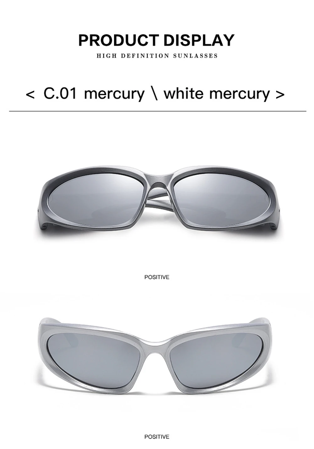 VIVIBEE Y2K Sonnenbrille für Damen, Steampunk-Spiegelgläser, Weiß, Sport-Schutzbrille, UV400, Punk-Sonnenbrille, Trendprodukt 2026 – Detail 13