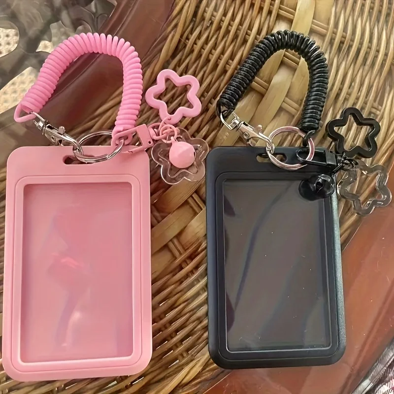 Gantungan Kunci Tempat Kartu Dapat Ditarik Liontin Bintang Pola Kartun Lucu Klip Logam Plastik Tahan Lama Cincin Terbuka Kompak Fungsional