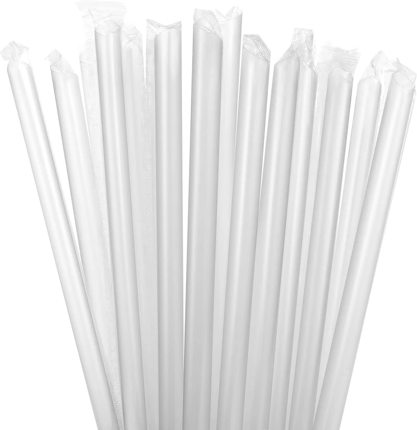 Canudos de plástico descartáveis de 7,75 polegadas embalados individualmente e canudos Boba de plástico jumbo de 11 mm de largura - canudos retos ou dobrados