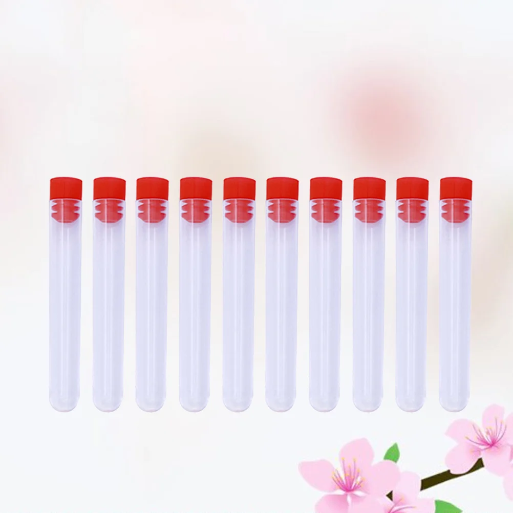 10 Pcs Transparent Plastic Bottles for Needles Storage and Organization DIY Beads Clear Containers with Red Plug