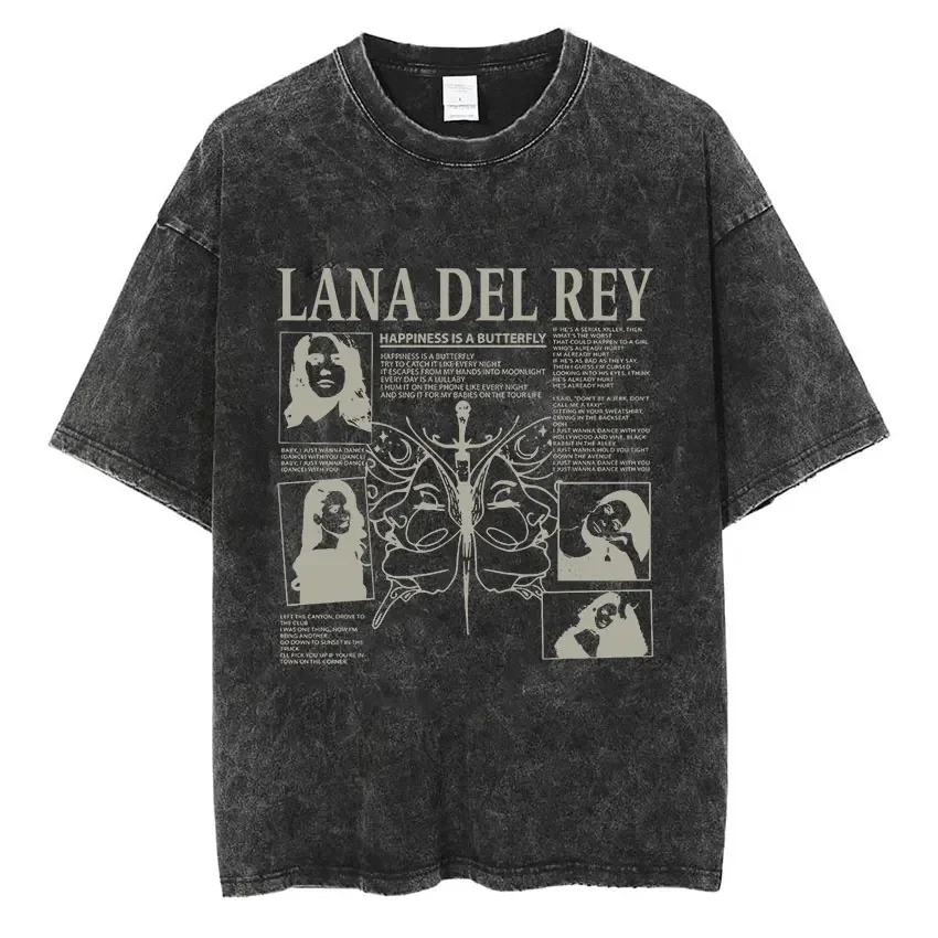 Lana Del Rey Ldr Sailing Vintage Wash T Shirt Men's Retro Style short sleeve T-Shirt Men Women Hip Hop Oversized tees Streetwear