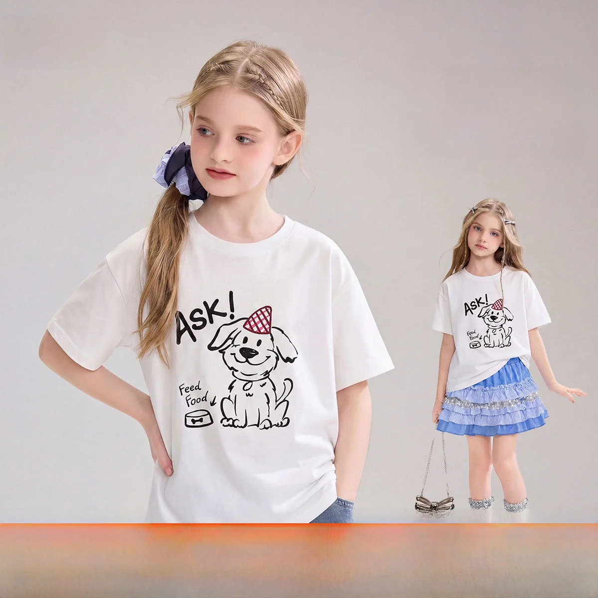 子供用ラウンドネック半袖tシャツ-コットンプリント-抗菌快適-夏新作-女の子向け-3-4歳