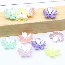 50pcs 14mm Macaron Color Flower Beads ABS Acrylic Spacer Pearls Beads For Jewelry Bead Cap Making Diy Bracelet Accessories