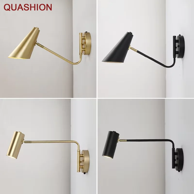 

Nordic Simple Wall Lamp Creative Bedroom Bedside Reading Light Modern Living Room Study Folding Telescopic Long Rocker Arm Lamps