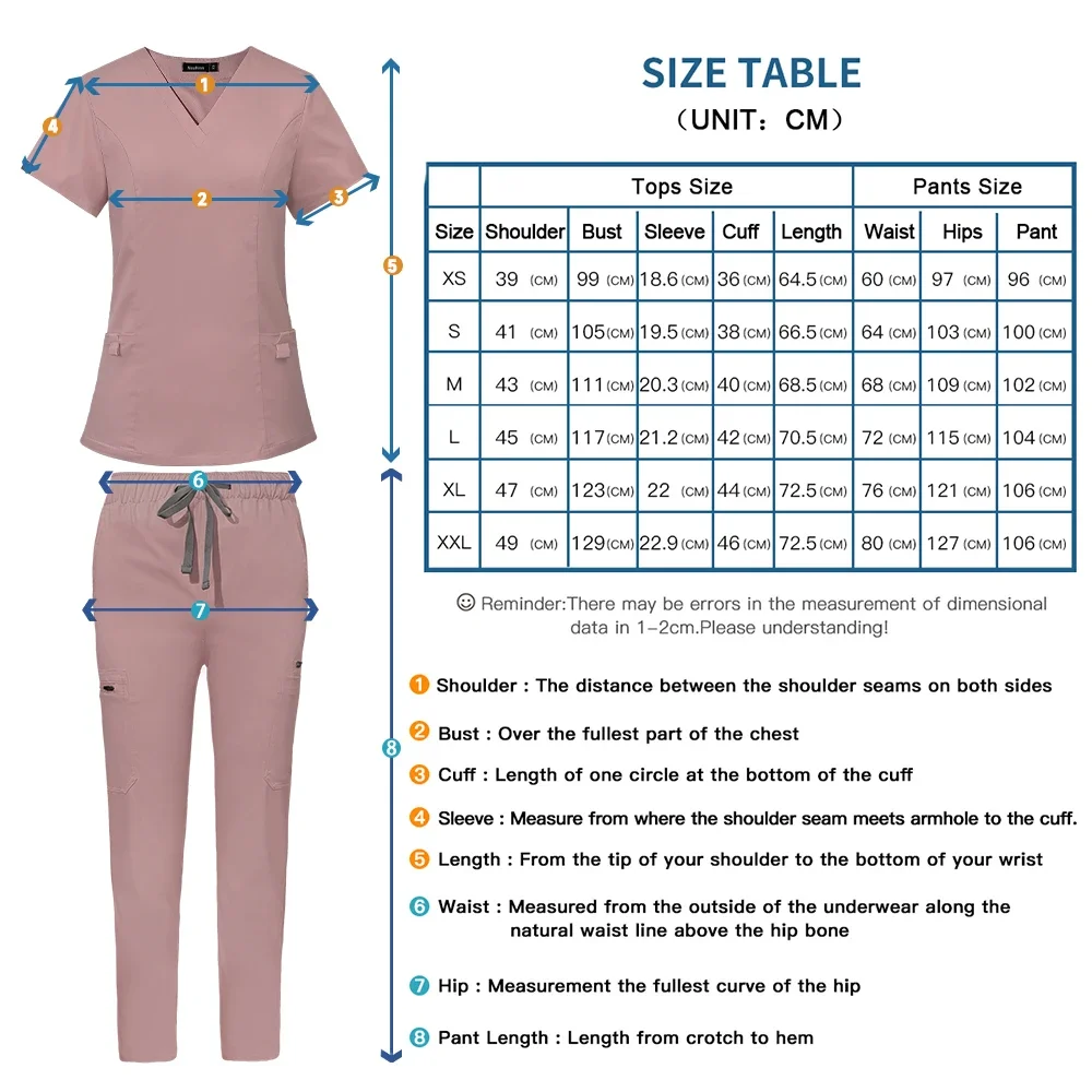 Uniformes De Enfermeira Médica Conjunto, Scrubs Tops, Calças, Sala de cirurgia, Terno De Cirurgia Dentária, Beauty Workwear