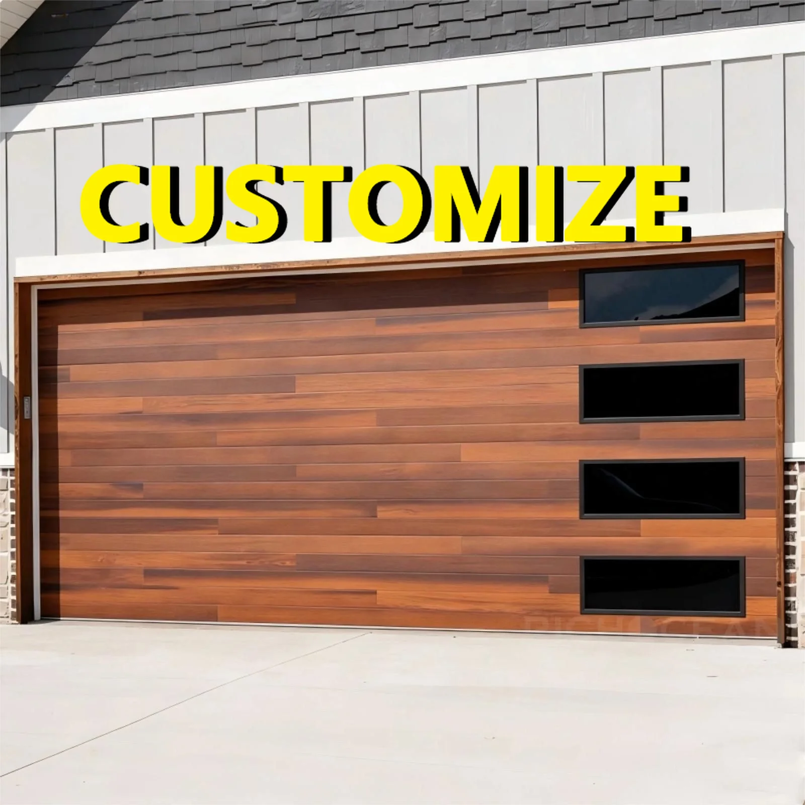 Any Size Custom Radar Auto Sensing Aluminum Garage Door Vehicle Approach Open Remote Auto Lift Smart Household Entry Door