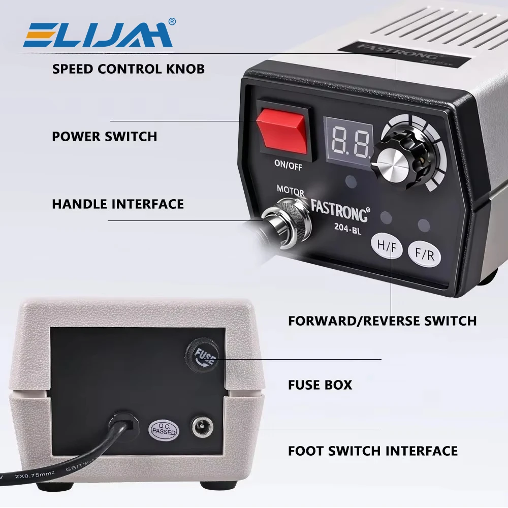 ELIJAH 40000RPM Dental Brushless Motor Polishing Machine E-Type Micromotor  Dental Handle Grinder Teeth Polish Manicure Tools
