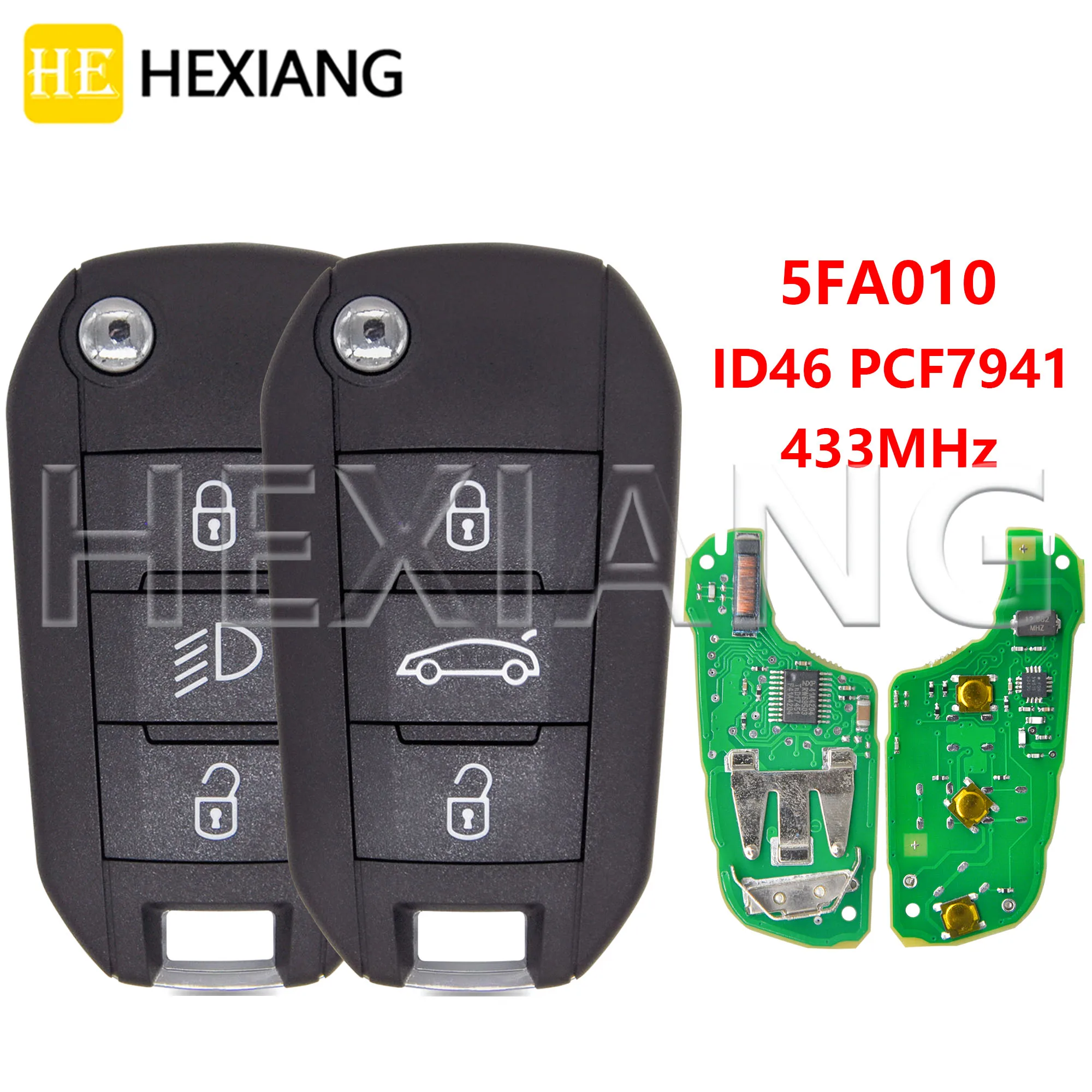 HE ID46 PCF7941 Car Remote Flip Key 5FA010 For Peugeot Peugeot 208 2008 301 308 508 5008 Citroen C4-Cactus C-Elysee