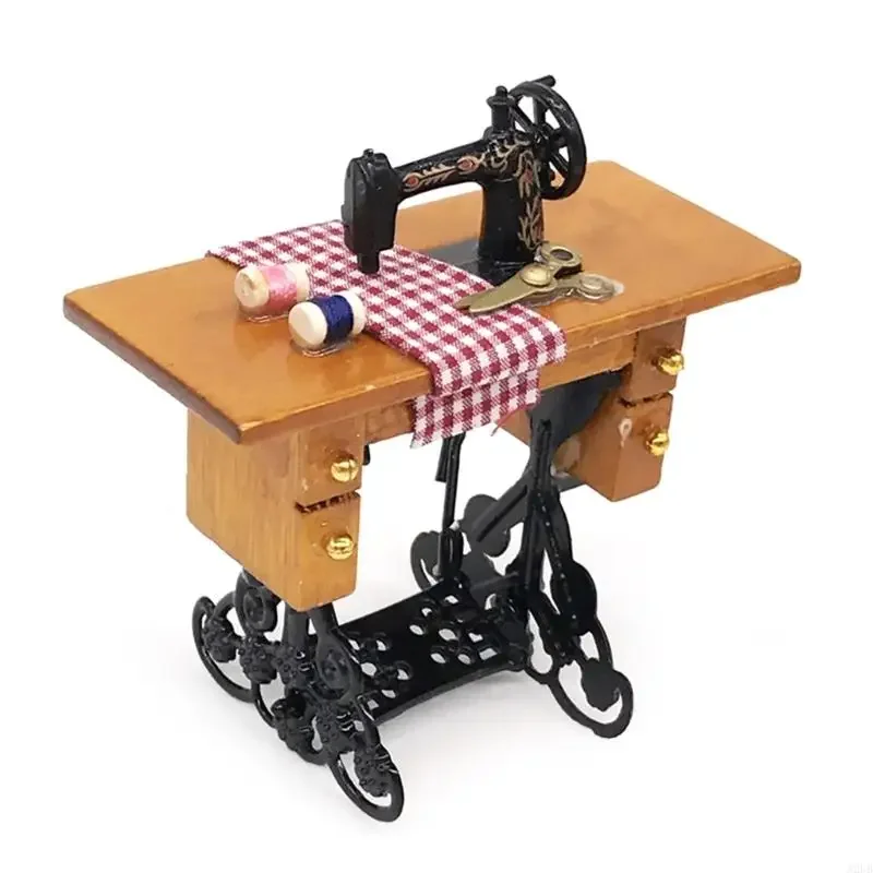 

Nostalgic Sewing Machine Model Miniature Dollhouses Piece Adds Vintage Charm to Any Room Setting Pretend Play 15UB