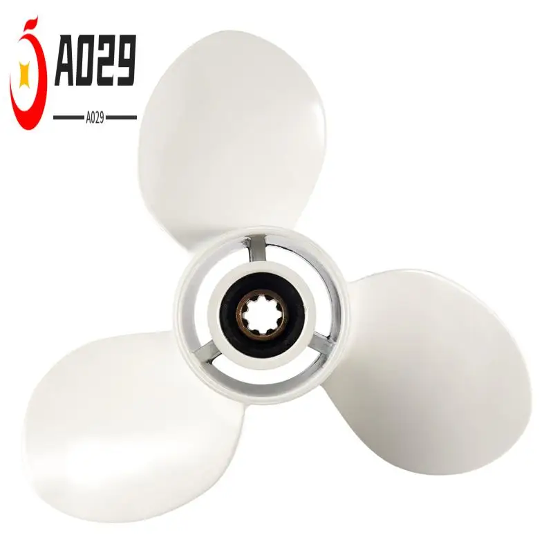 

A029-Корабль подвесного пропеллера двигателя с 3 лопастями, вращающаяся лопатка 683-45941-00-El 9 1/4 X 12 для Yamaha 9,9-15 л.с., алюминий, 8 шлицевых зубьев