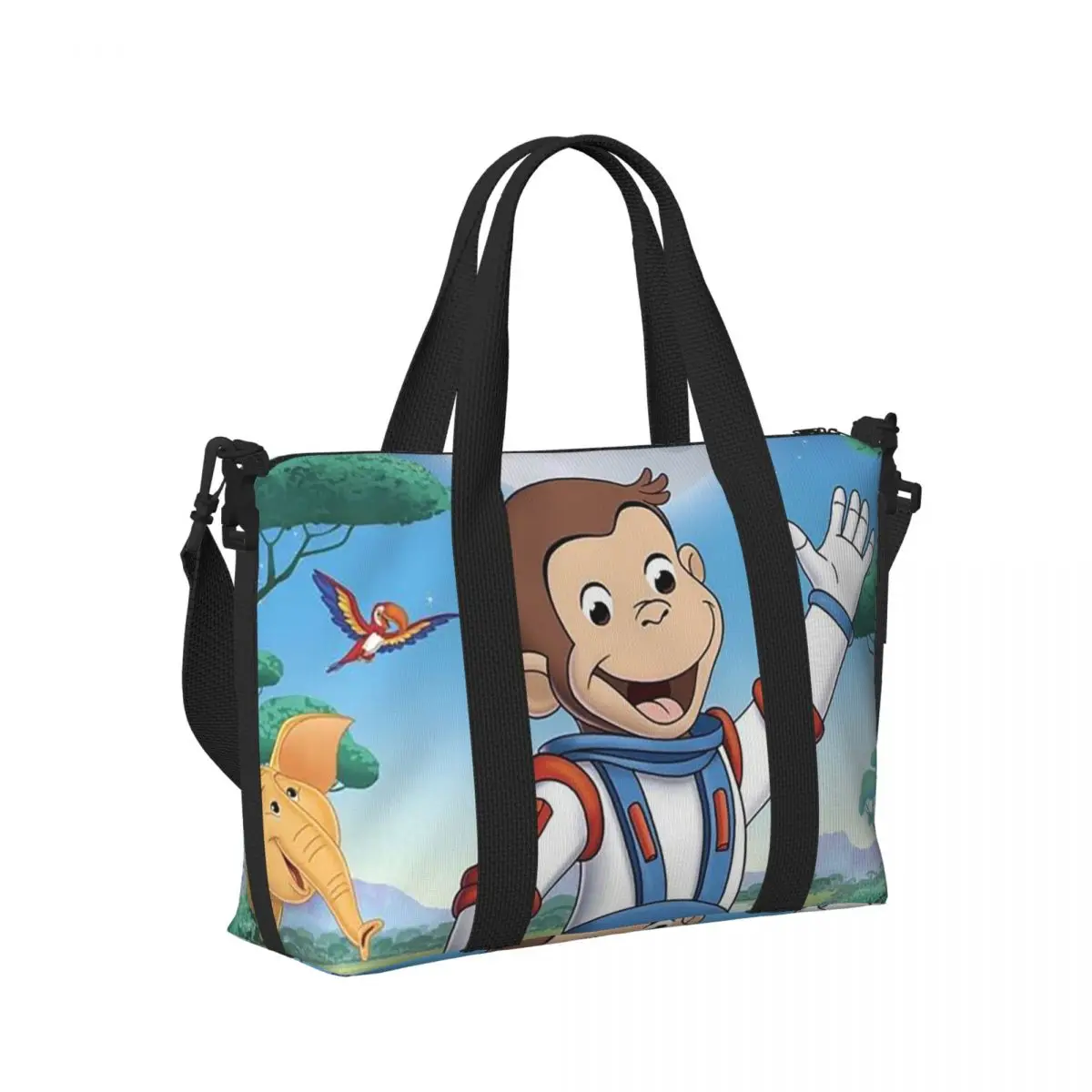 

Пляжная дорожная сумка Curious George, большая вместительная сумка для спортзала, спортивная женская дорожная сумка для покупок