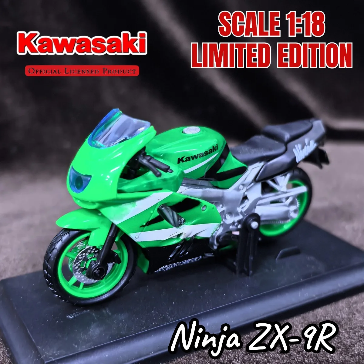 

1:18 масштаб Kawasaki Ninja ZX-9R модель мотоцикла, реплика мини-мото автомобиль миниатюрная фигурка детский рождественский подарок игрушка