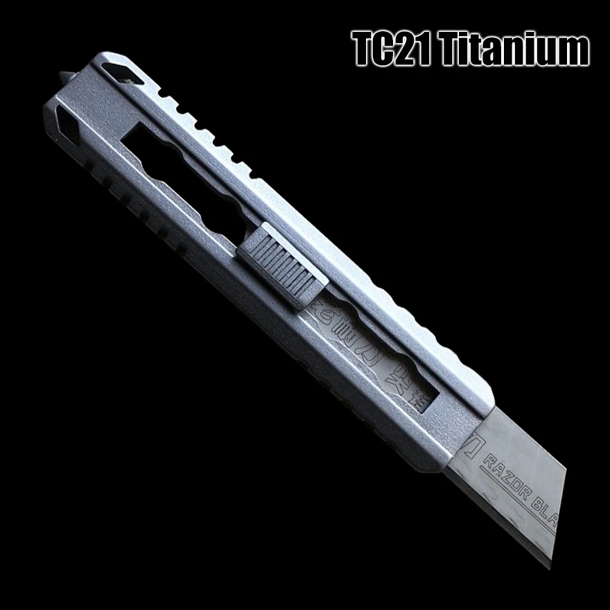 Titanium Handle Utility Knife Cortador de Papel Janela Quebrada Escapar ao ar Livre Camping Caça Ferramenta Edc Lâmina Substituível Lâmina Tc21