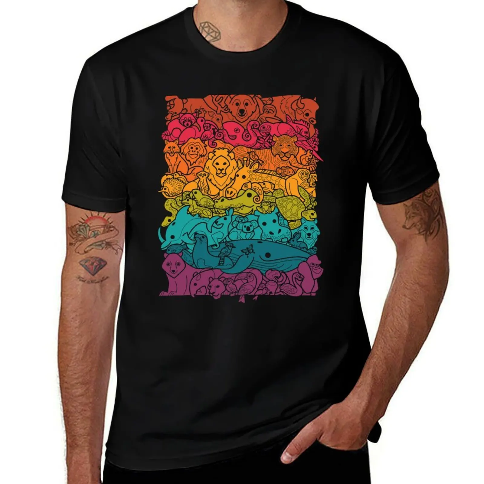 Animal Spectrum : Dark T-Shirt Anti-Fade Casual Tee Shirt