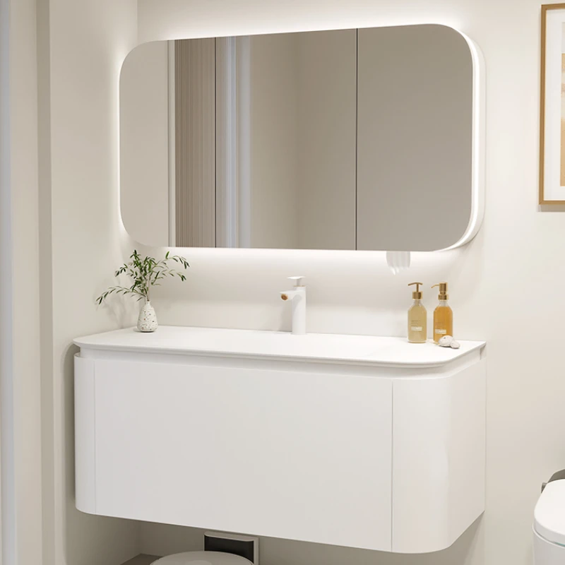 

Integrated basin, lacquered solid wood, bathroom cabinet, combined washbasin, washbasin, sink