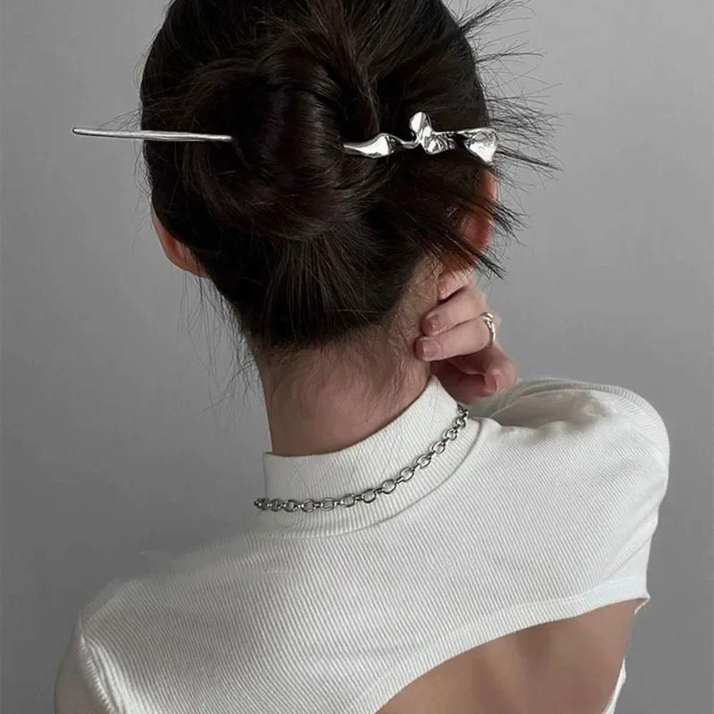 New Punk Metal Hairpin Chinese Style Simple Hair Sticks for Women Diy Hairstyle Design Tools Accessories Dropshipping view 3