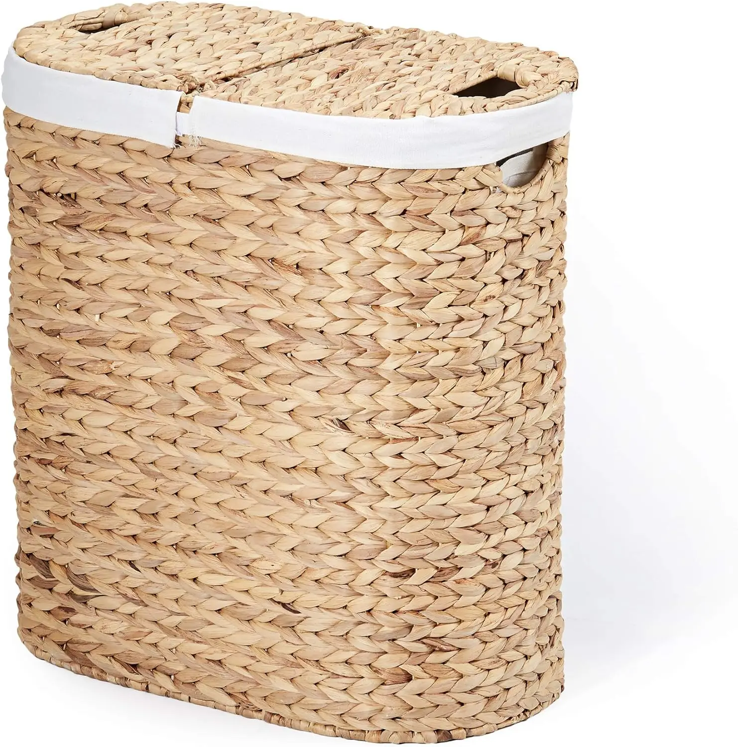 Premium Natural Handwoven Portable Laundry Bin Basket with Carrying Handles, Household Storage for Clothes, Linens