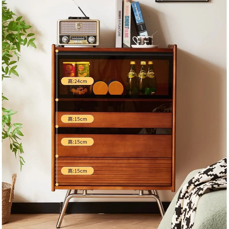 Solid wood chest Nordic, retro small apartment bedroom living room storage