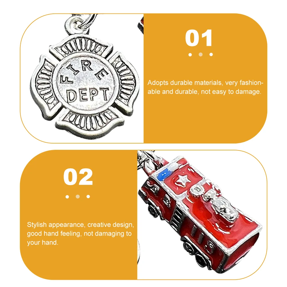 Fire Truck Keychain Pendant Engine Badge Gift Fashionable Shaped Firefighter Metal