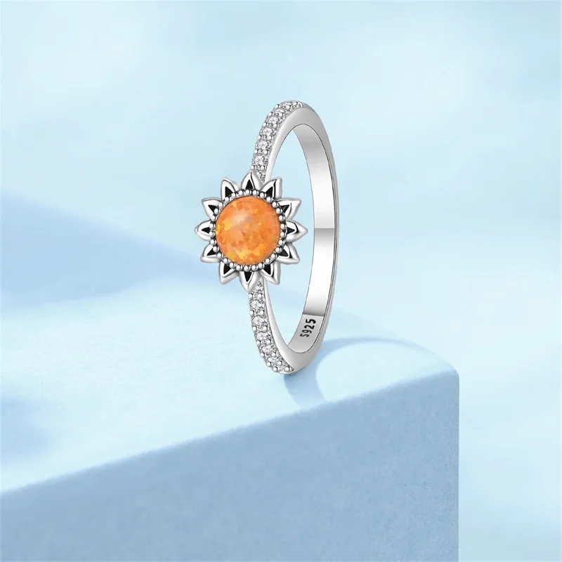 

Original 925 Sterling Silver Sunflower Ring Sparkling CZ Zircon Exquisite For Women Girls Family Birthday Fashion Jewelry Gifts