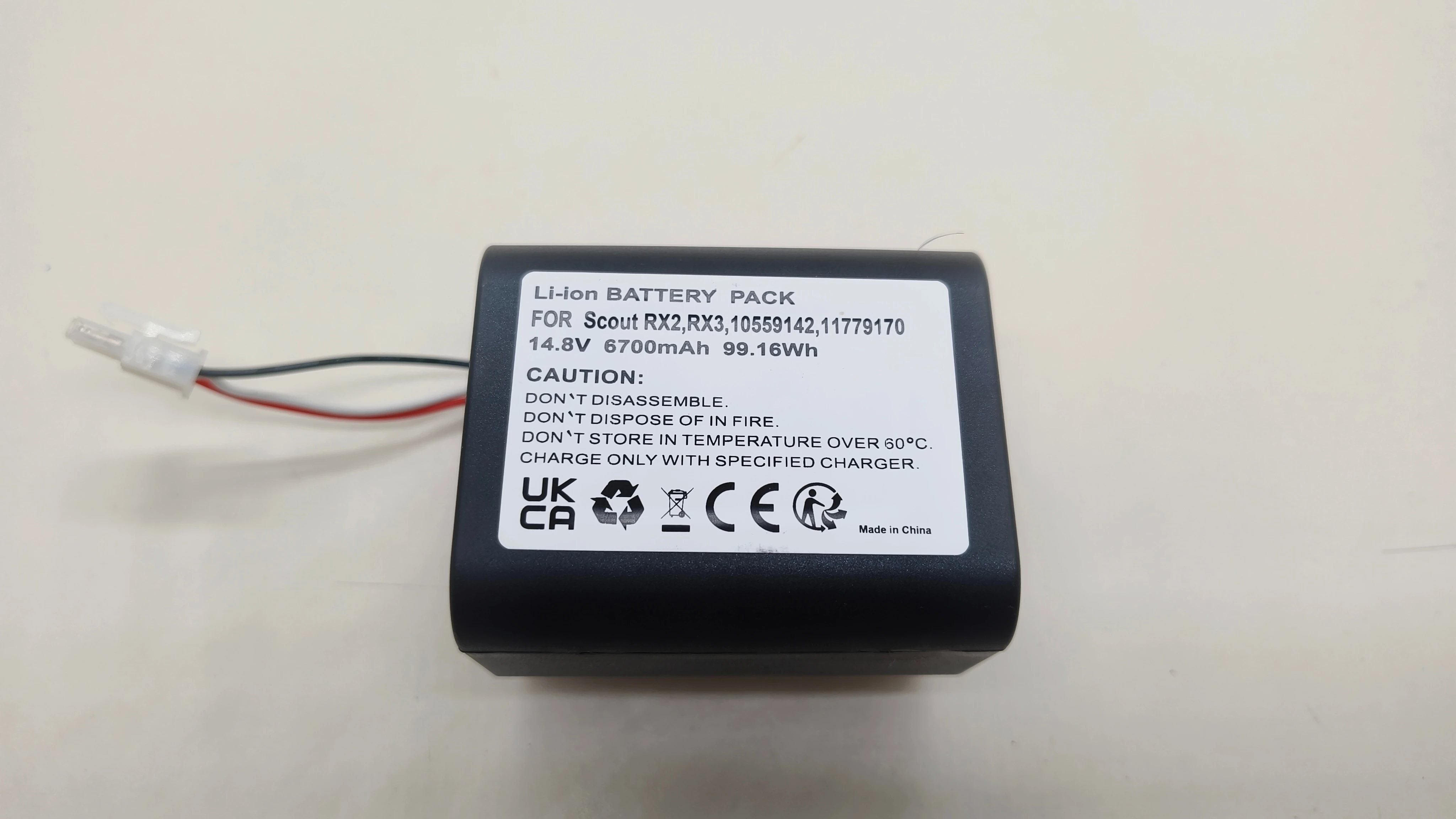 

6700 mAh Battery Compatible with Miele Scout RX3, RX2, Scout RX2 120, Scout RX3 120 Robot Vacuum Cleaner, 11779170, 10559142