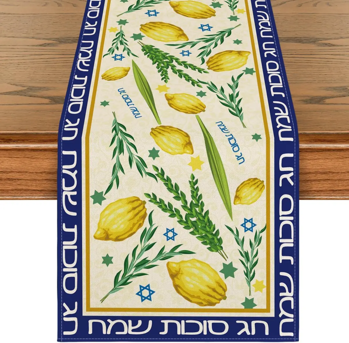 Sukkot Table Runner Linen Table Runner Jewish Holiday Decor Aravah Etrog Lulav Sukkah Kitchen Dining Table Runner Party Decor