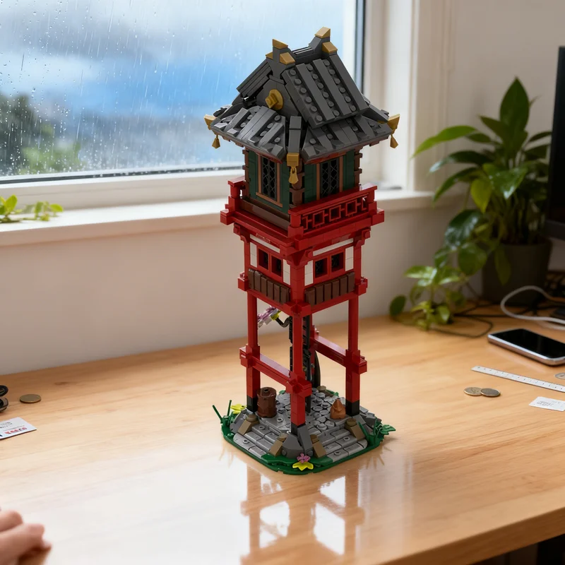 

889pcs MOC Samurai Tower Castle Model Building Blocks DIY Gift Creative Collectible Display Decor Premium Adult Kids Desk Home