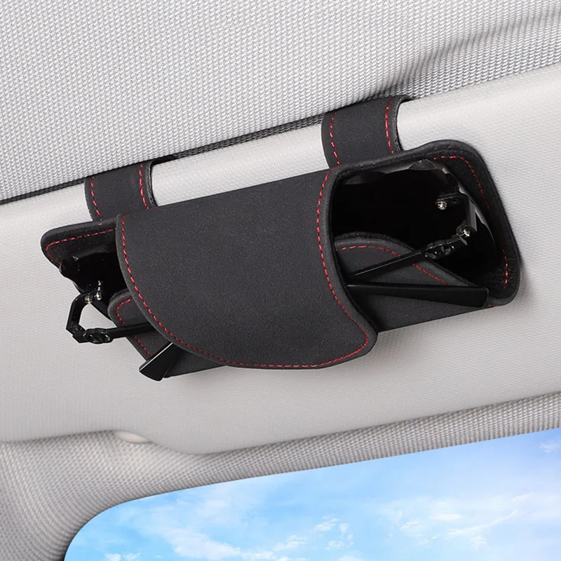 

Car Glasses Case Suede Auto Sun Visor Glasses Holder Sunglasses Clip Card Ticket Holder Universal Multi-Function Car Accessories