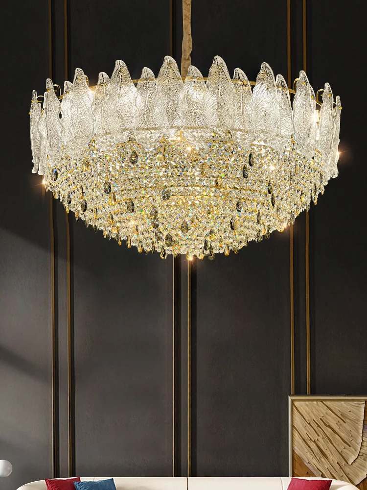 French modern light luxury high-end living room lamp Zhongshan high-end crystal chandelier