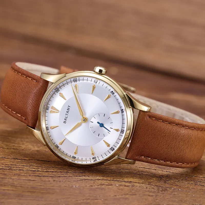 Baltany Men PIlot Watch 38.5mm Mechanical Wristwatch Sapphire 50m Waterproof Small Second Dial ST1701 ST1700
