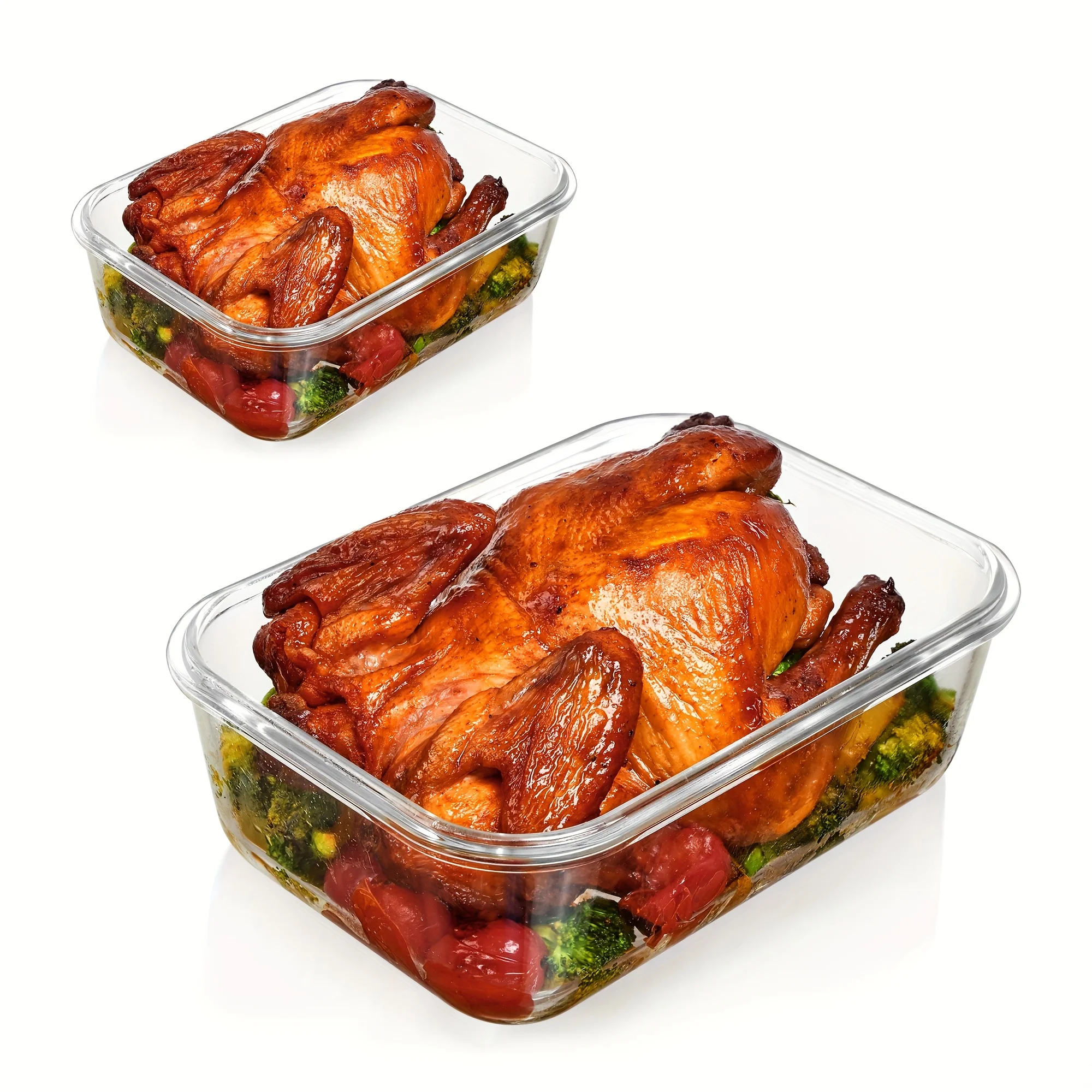 

us2Pack 1860ml/ 63oz Large Glass Storage Containers With Lids, Baking Container With Snap Airtight Lids For Microwave, Oven, Meal Prep Food Container Set, Leak Proof, For Freezer, Dishwasherd
