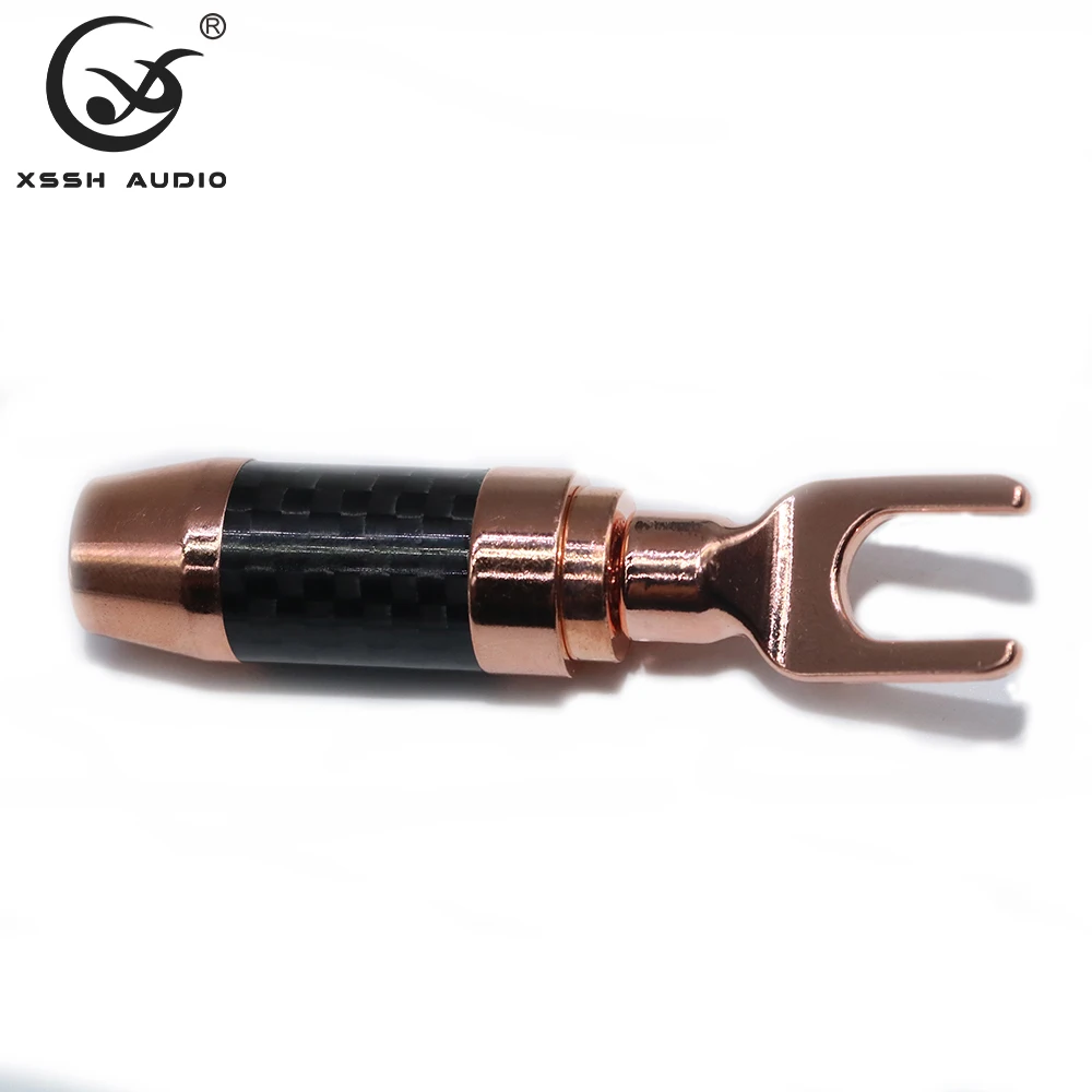 4 قطعة 8 قطعة XSSH OEM ODM لتقوم بها بنفسك النحاس مطلي الروديوم أو النحاس الأحمر اللون Y U-نوع 9 مللي متر كابل الصوت والفيديو المتكلم موصل الموز التوصيل