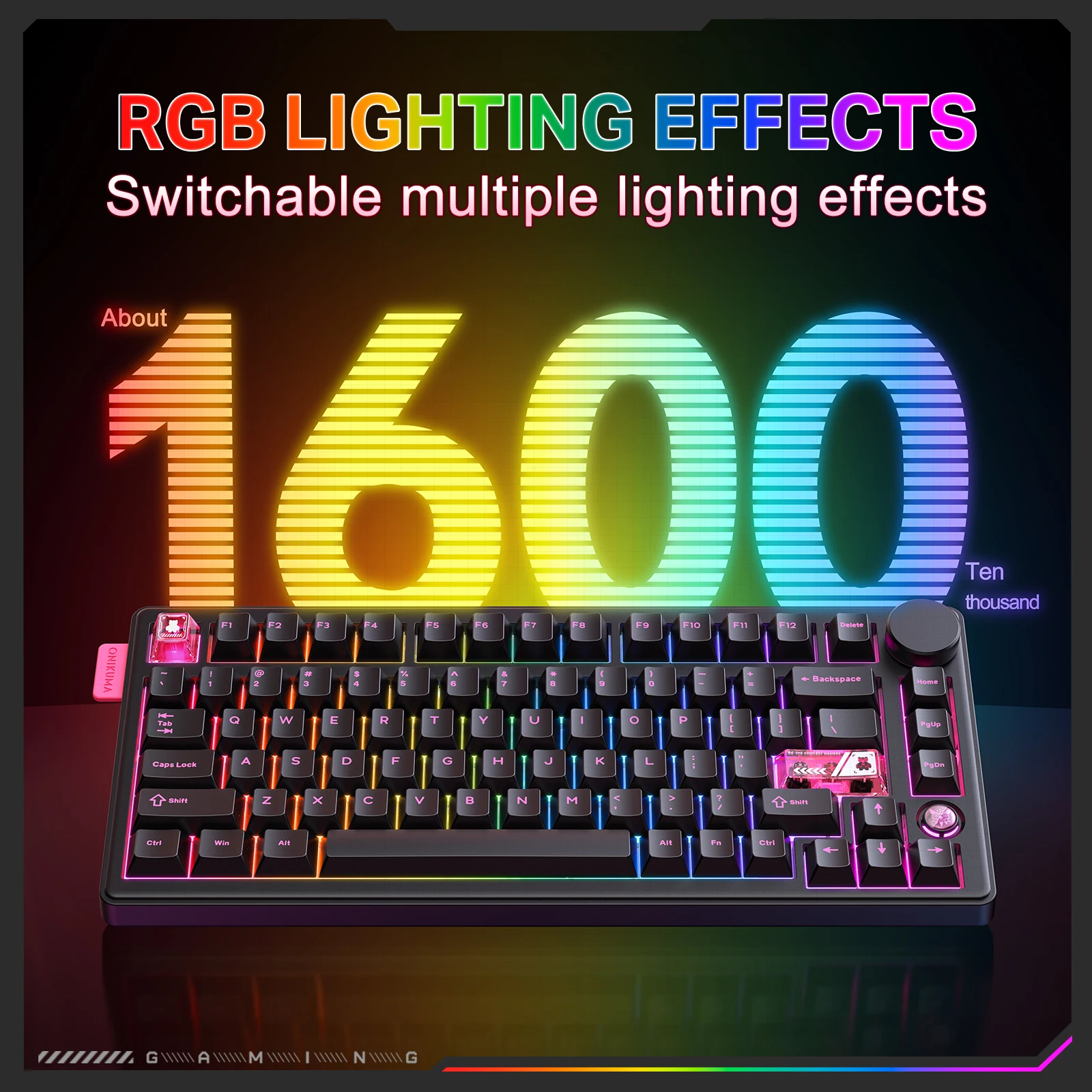 

ONIKUMA MT706 RGB Gaming Mechanical Keyboard Bluetooth /Wireless/C-Wired Customized Keyboard with Knob Hot Swapping Gasket
