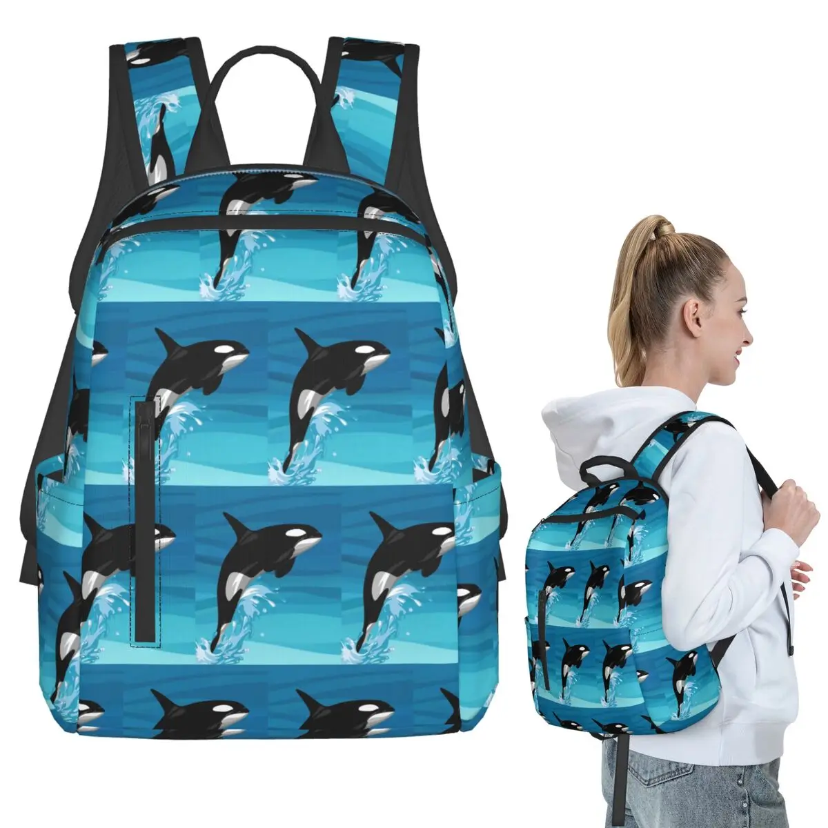 

Orca Backpack Student BookBag Children School Bag Computer Shoulder Bags Men Women