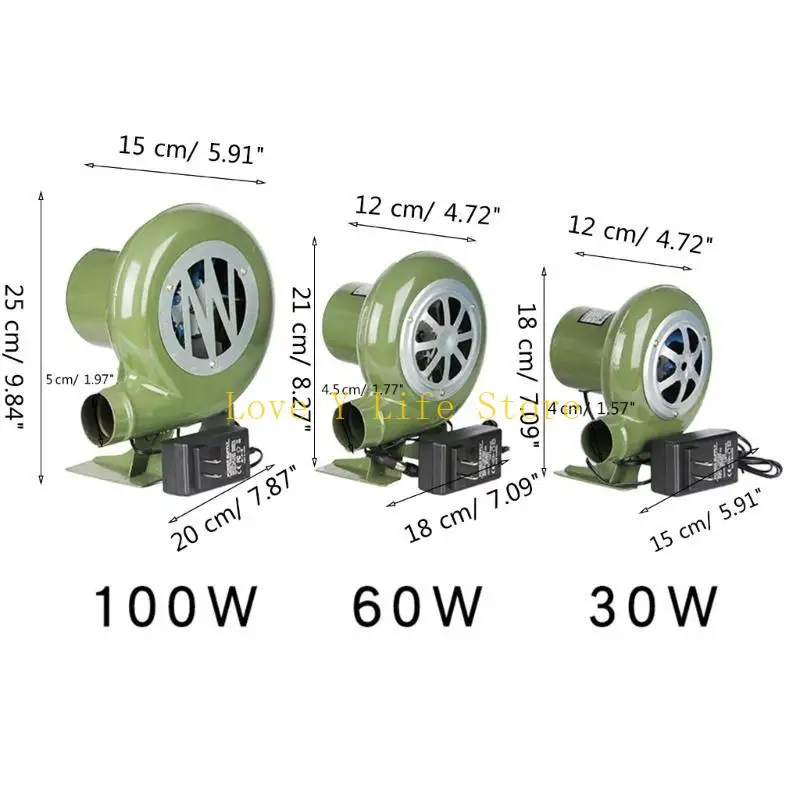 L74C 12V 30W/60W/100W BBQ منفاخ قابلة للتعديل السرعة المحمولة مشتركة مدخنة الفحم المحمولة