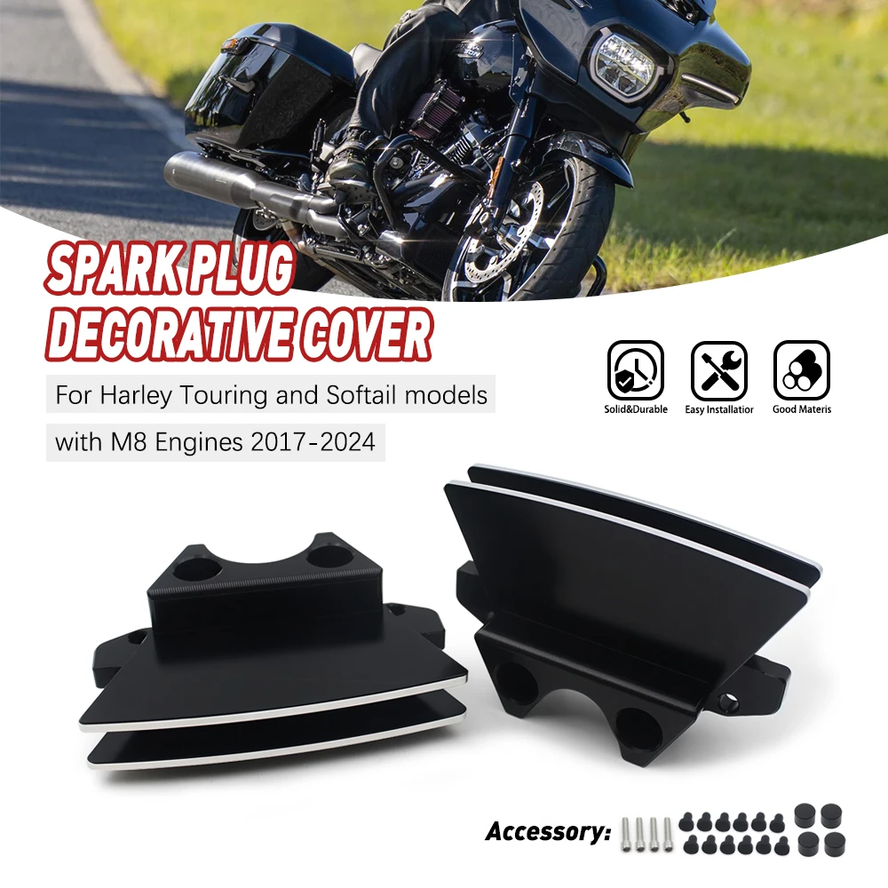 Motorcycle Spark Plug Covers High Performance for Harley M8 Touring Road King Street Glide Softail Fat Boy Low Rider 2017-2024